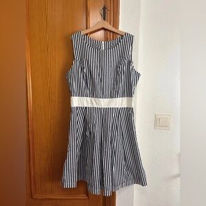Striped Black and White Sleeveless Dress